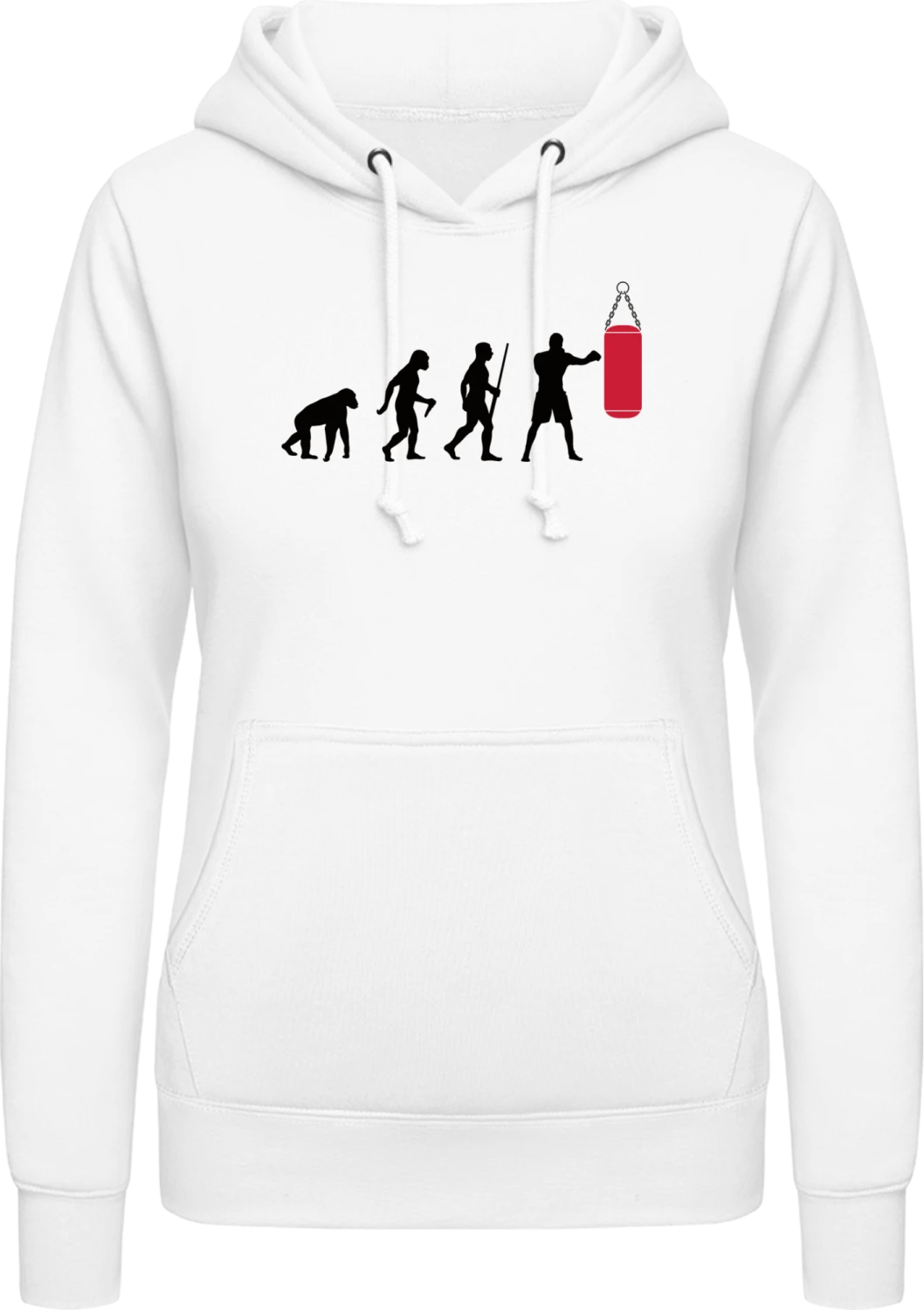 Evolution of Boxing - Arctic white AWDis ladies hoodie - Front