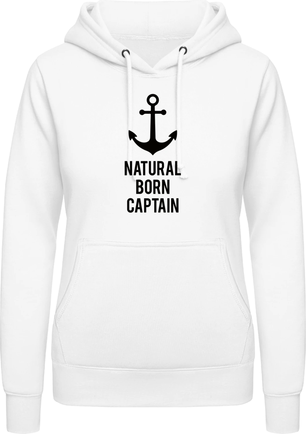 Natural Born Captain - Arctic white AWDis ladies hoodie - Front