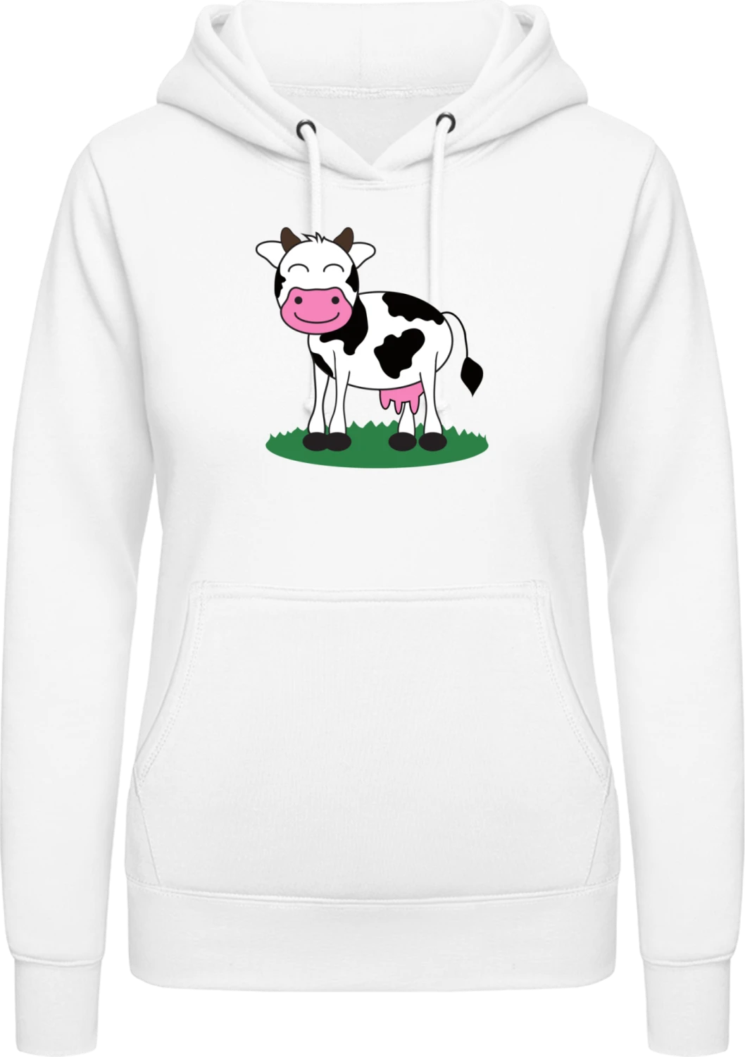 Cute Cow - Arctic white AWDis ladies hoodie - Front