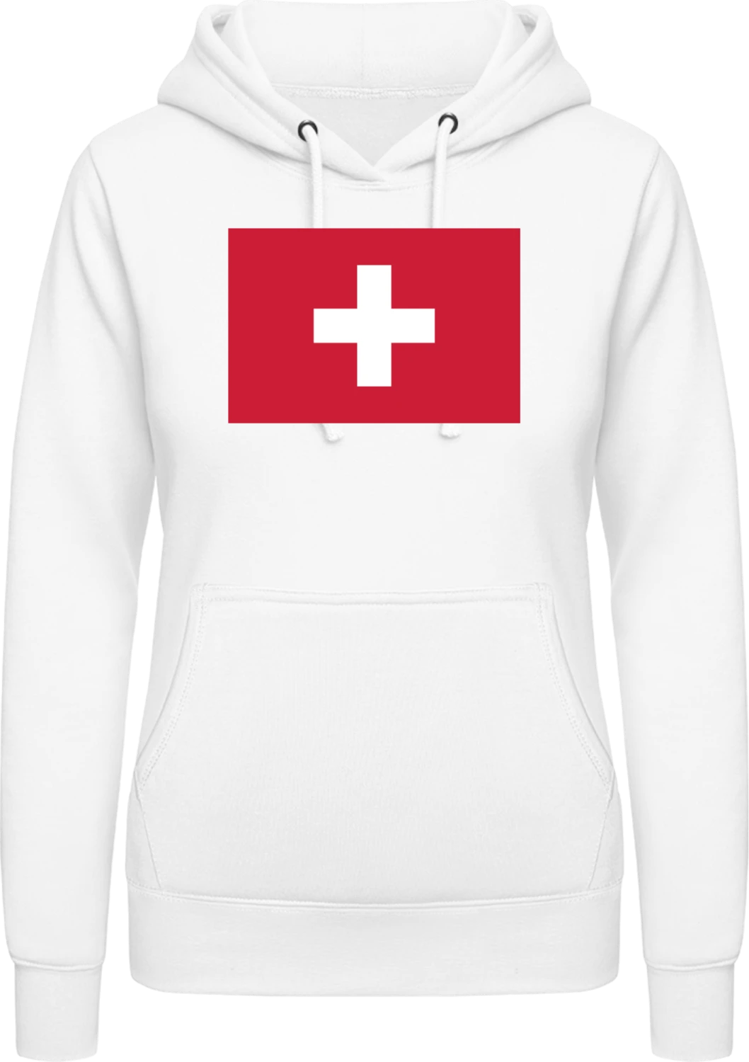 Swiss Flag - Arctic white AWDis ladies hoodie - Front