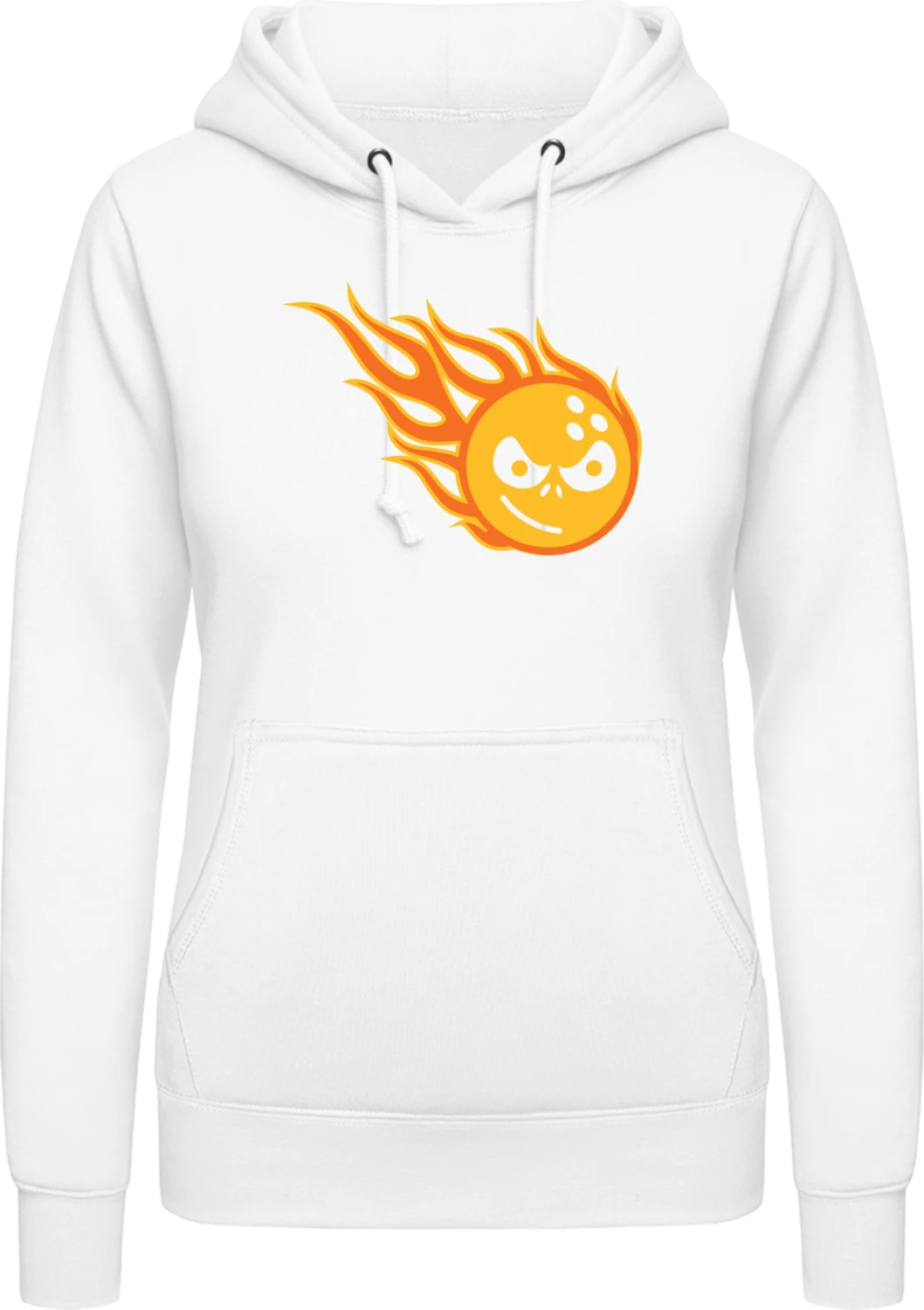 Bowling Ball on Fire - Arctic white AWDis ladies hoodie - Front