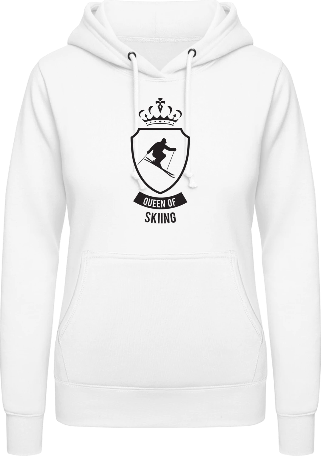 Queen of Skiing - Arctic white AWDis ladies hoodie - Front