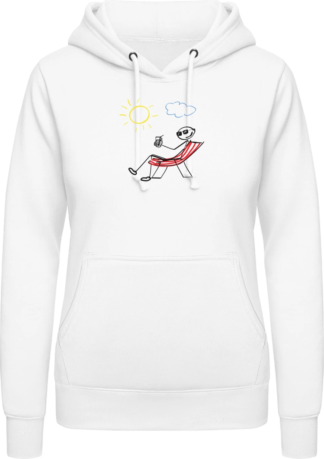 Sitting At The Beach - Arctic white AWDis ladies hoodie - Front