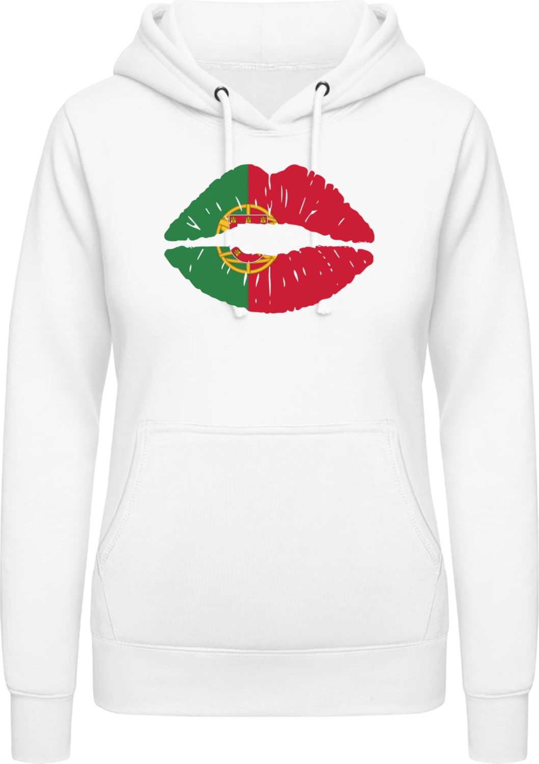 Portugal Kiss Flag - Arctic white AWDis ladies hoodie - Front