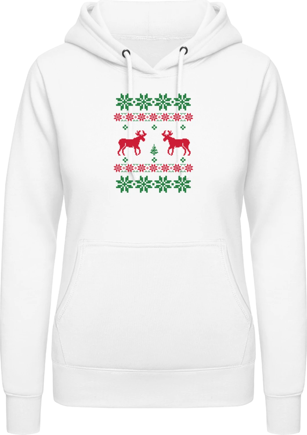 Winter Pattern Deer - Arctic white AWDis ladies hoodie - Front