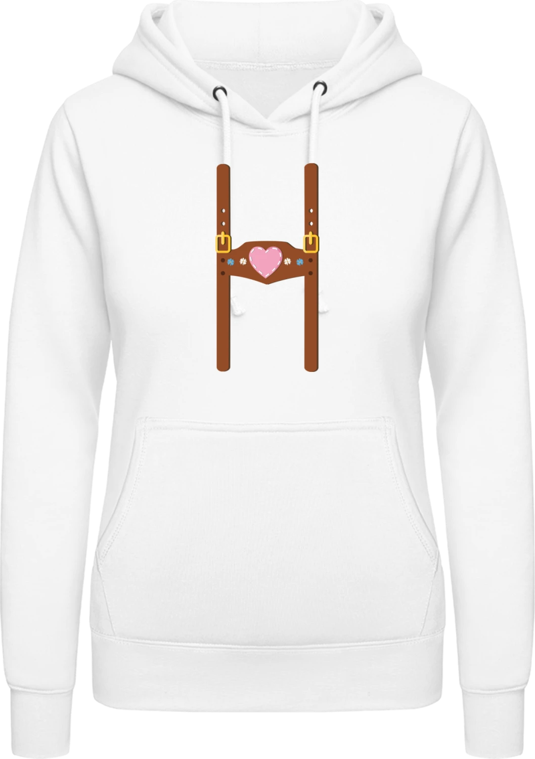 Bavarian Lederhose - Arctic white AWDis ladies hoodie - Front