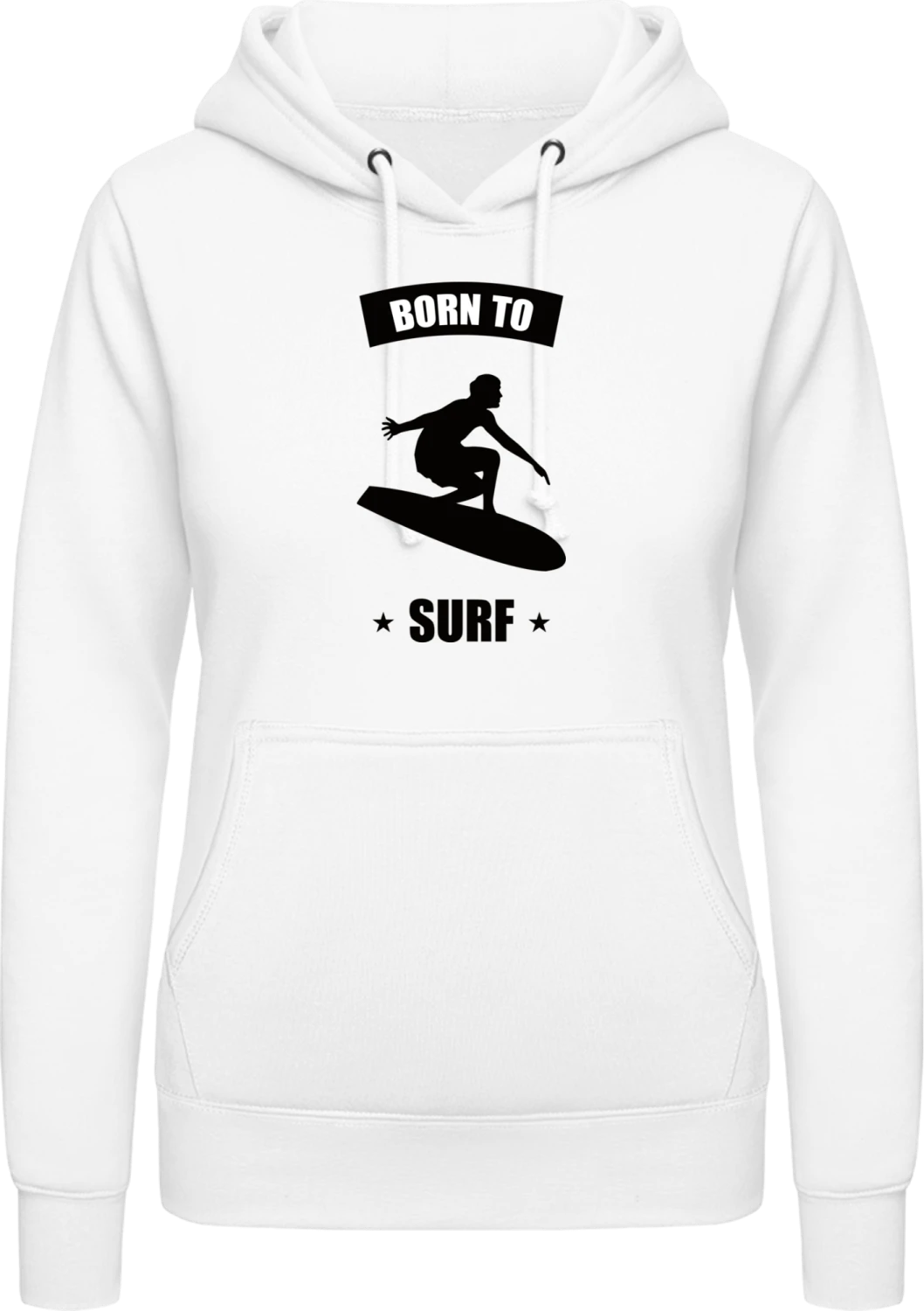 Born To Surf - Arctic white AWDis ladies hoodie - Front