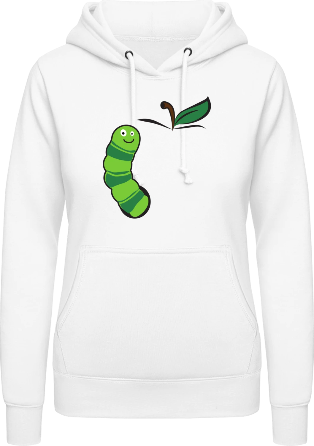 Raupe im Apfel - Arctic white AWDis ladies hoodie - Front