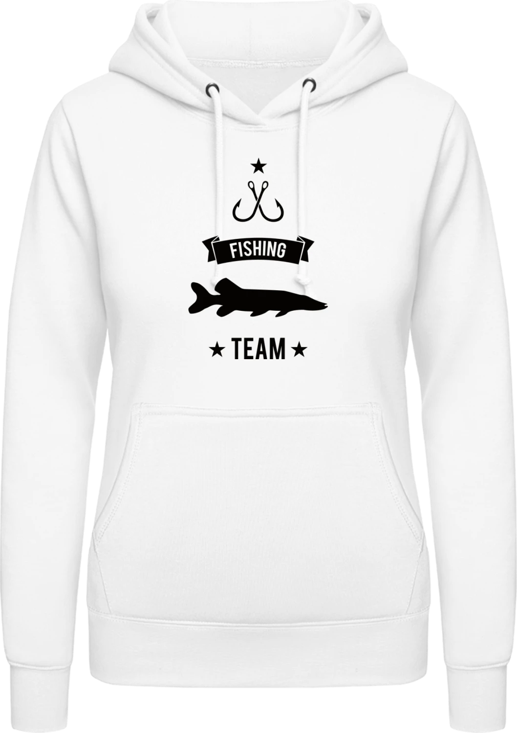 Pike Fishing Team - Arctic white AWDis ladies hoodie - Front