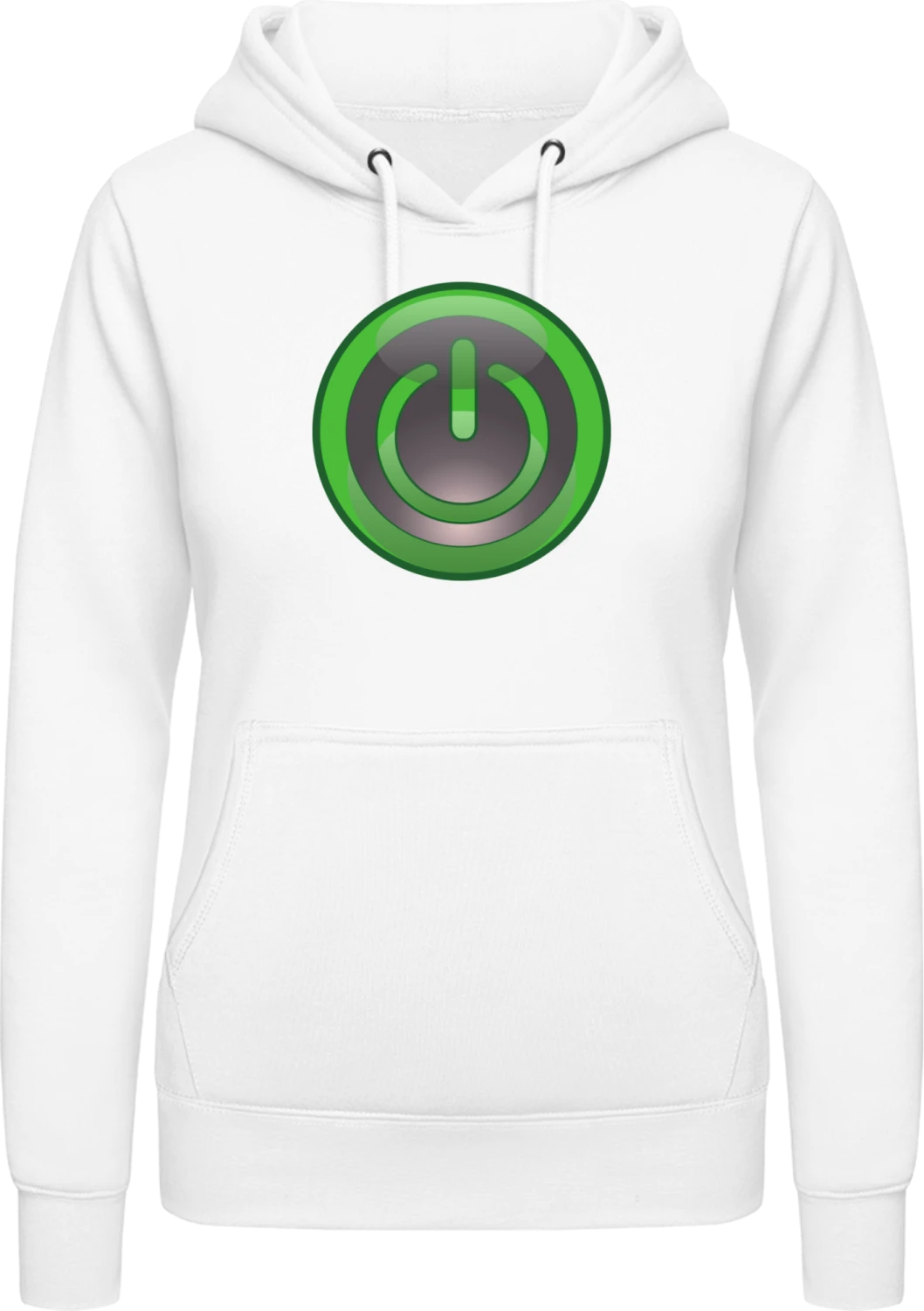 Power Button Superhero - Arctic white AWDis ladies hoodie - Front