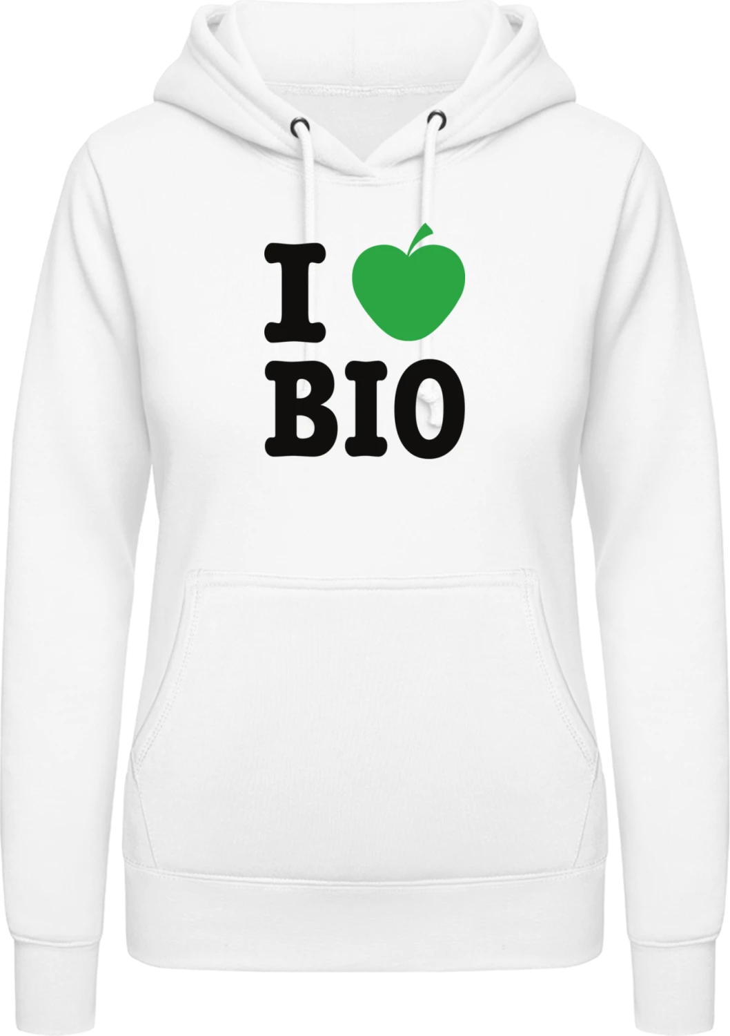 I Love Bio - Arctic white AWDis ladies hoodie - Front