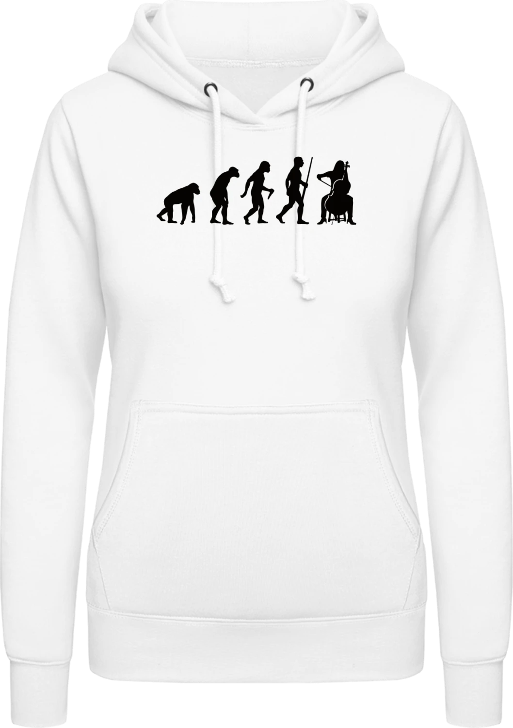 Female Cello Player Evolution - Arctic white AWDis ladies hoodie - Front