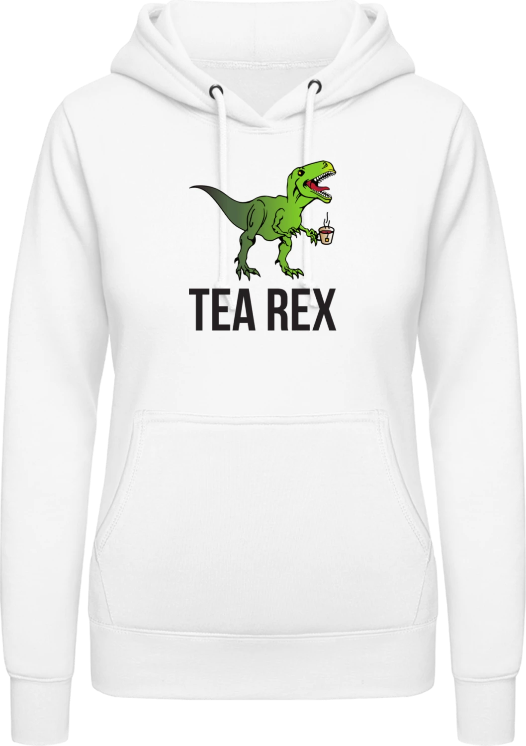 Tea Rex - Arctic white AWDis ladies hoodie - Front