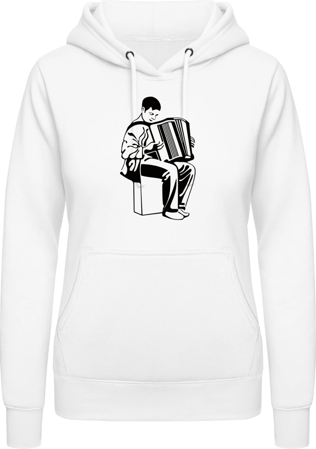 Playing Accordion - Arctic white AWDis ladies hoodie - Front