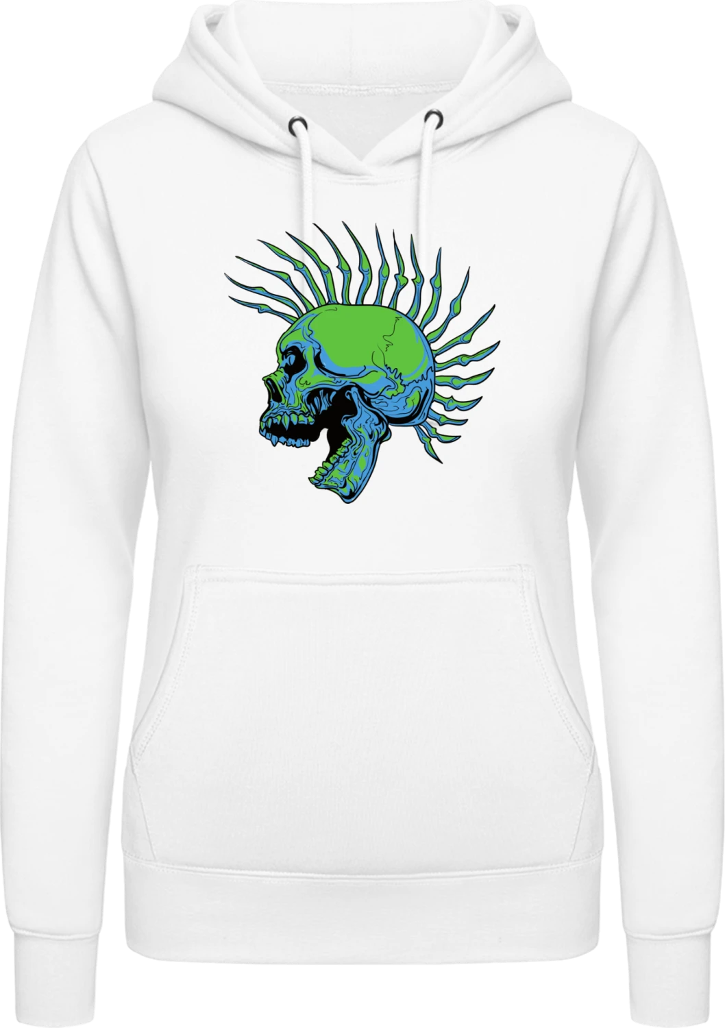 Punk Skull - Arctic white AWDis ladies hoodie - Front