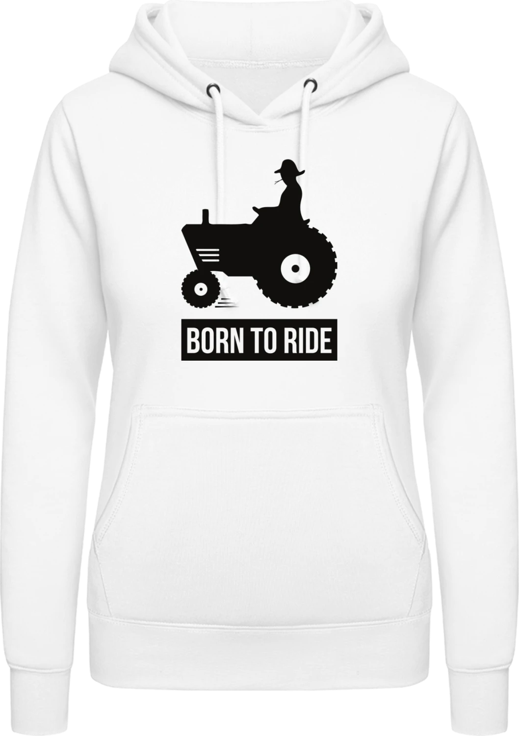 Born To Ride Tractor - Arctic white AWDis ladies hoodie - Front