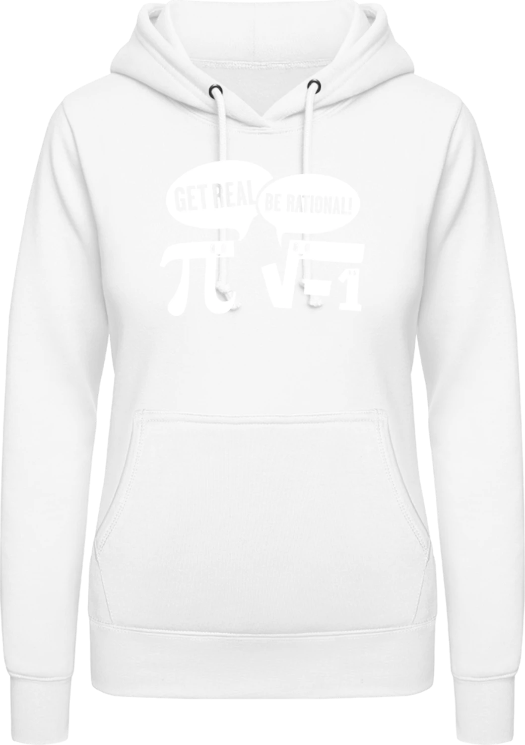 Get Real, Be Rational - Arctic white AWDis ladies hoodie - Front