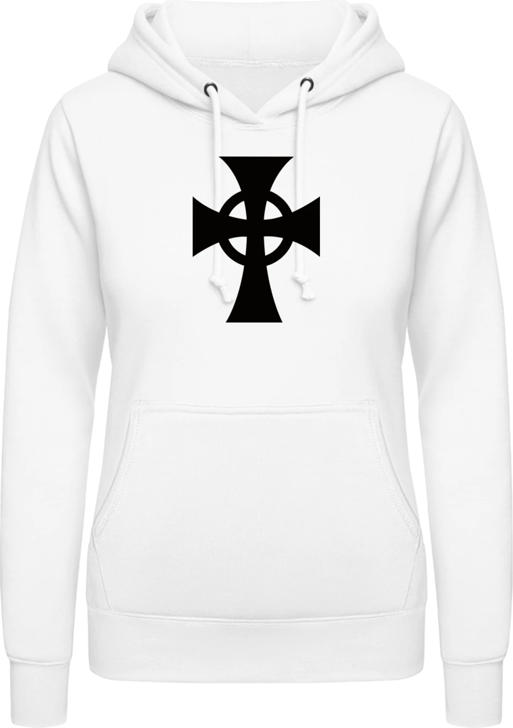 Celtic Irish Cross - Arctic white AWDis ladies hoodie - Front