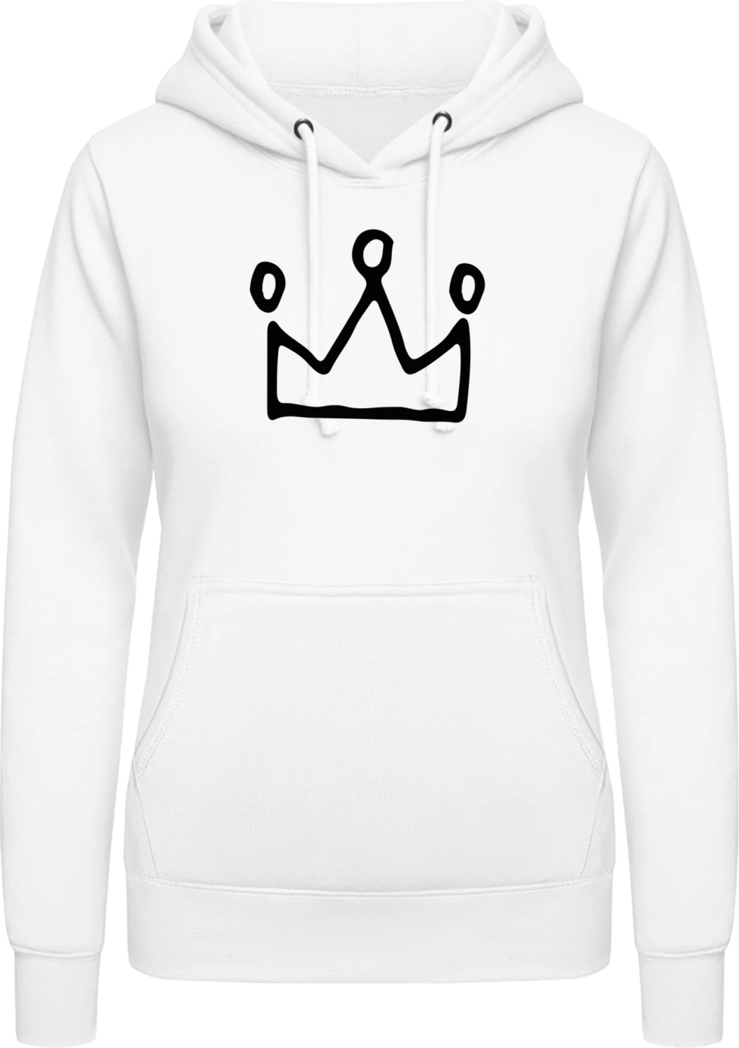 Crown Illustration - Arctic white AWDis ladies hoodie - Front