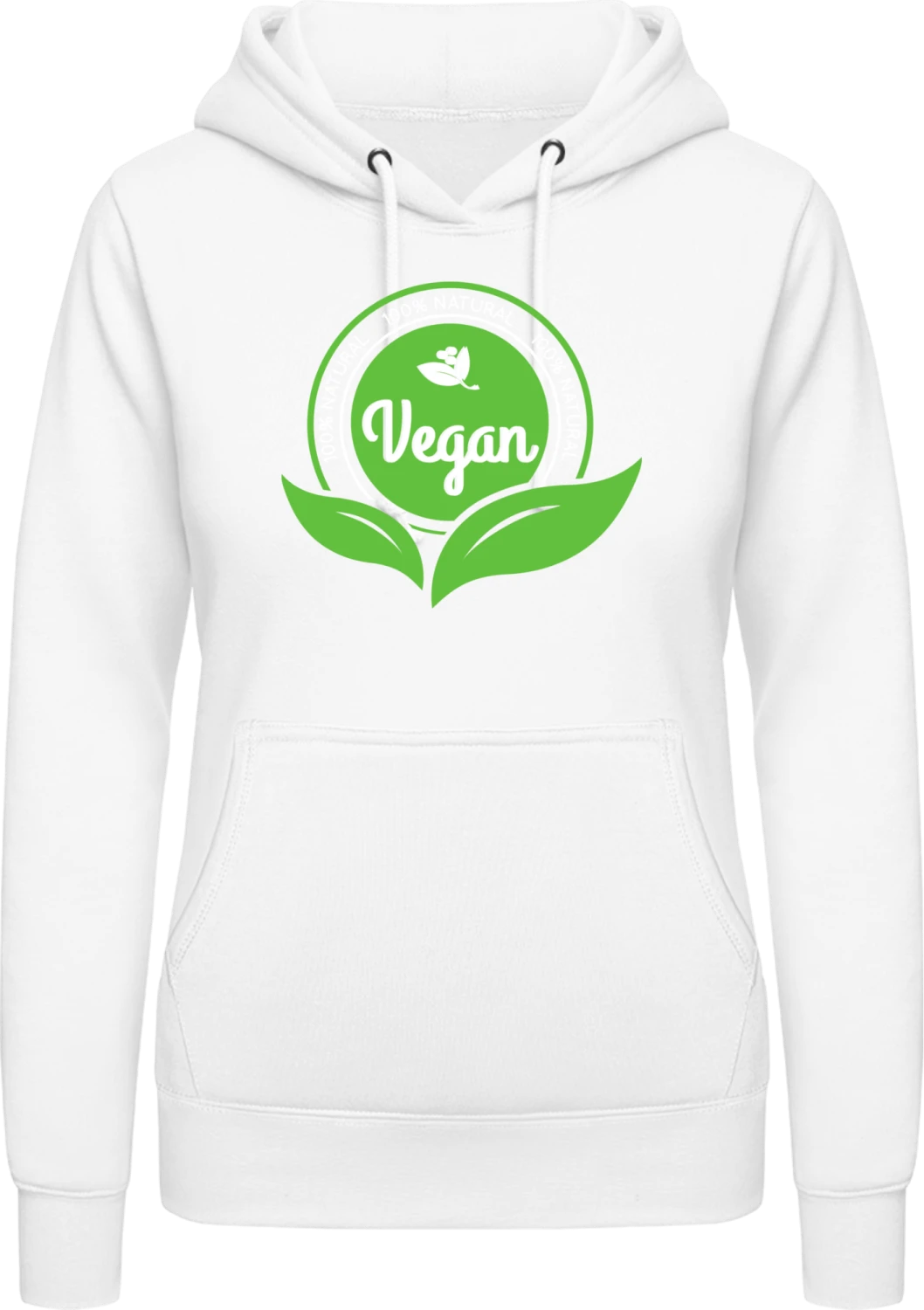 Vegan 100 Percent Natural - Arctic white AWDis ladies hoodie - Front