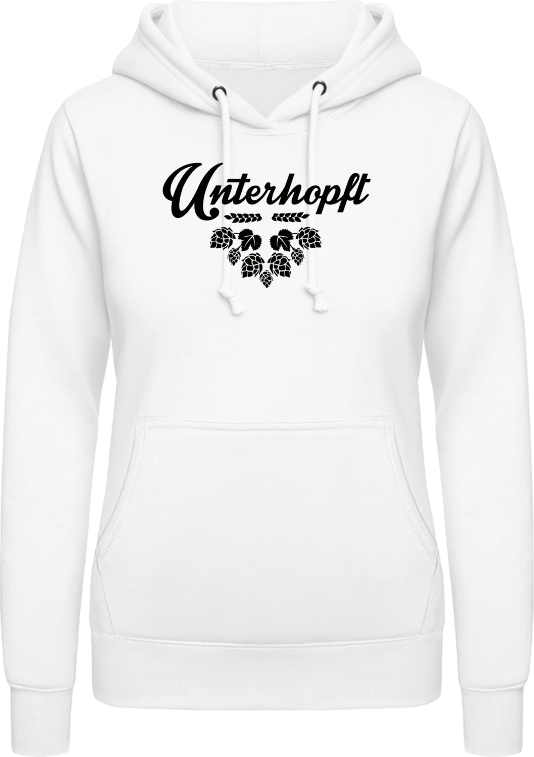 Unterhopft - Arctic white AWDis ladies hoodie - Front