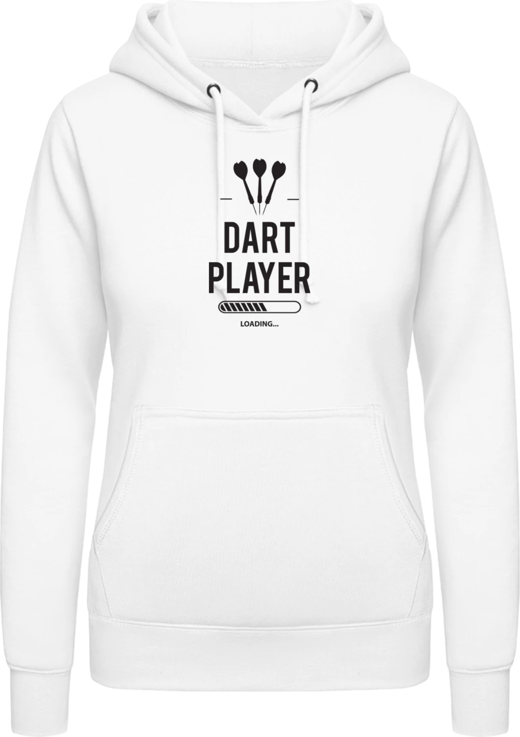 Dart Player Loading - Arctic white AWDis ladies hoodie - Front