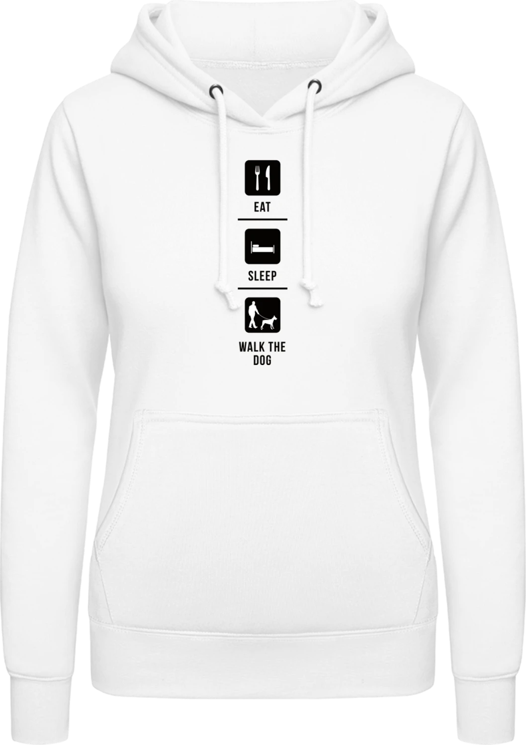 Eat Sleep Walk The Dog - Arctic white AWDis ladies hoodie - Front