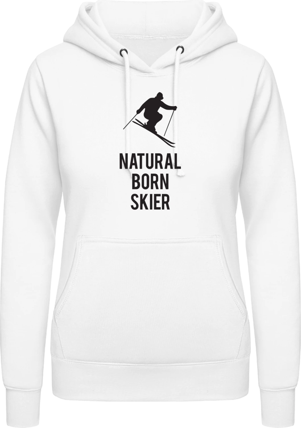 Natural Born Skier - Arctic white AWDis ladies hoodie - Front