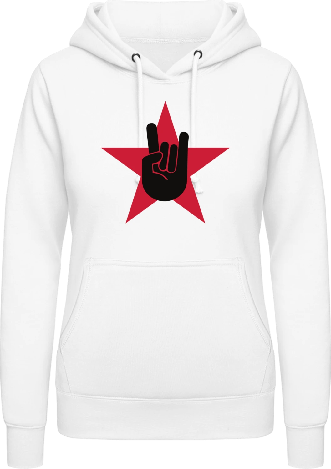 Rock Star Hand - Arctic white AWDis ladies hoodie - Front