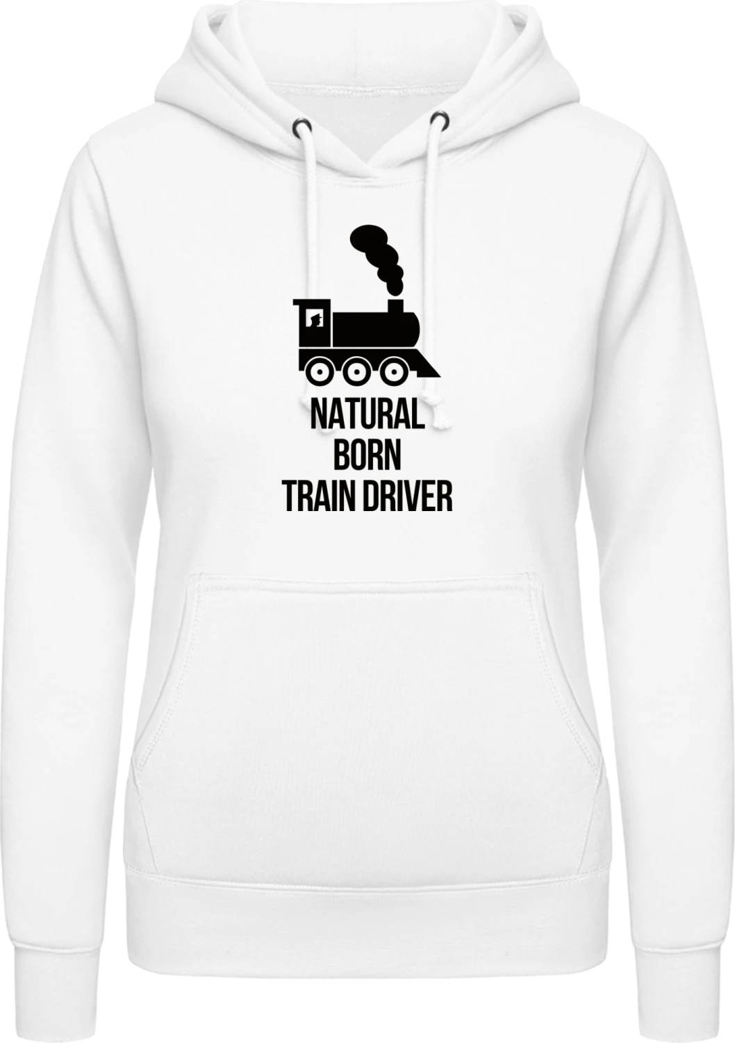 Natural Born Train Driver - Arctic white AWDis ladies hoodie - Front