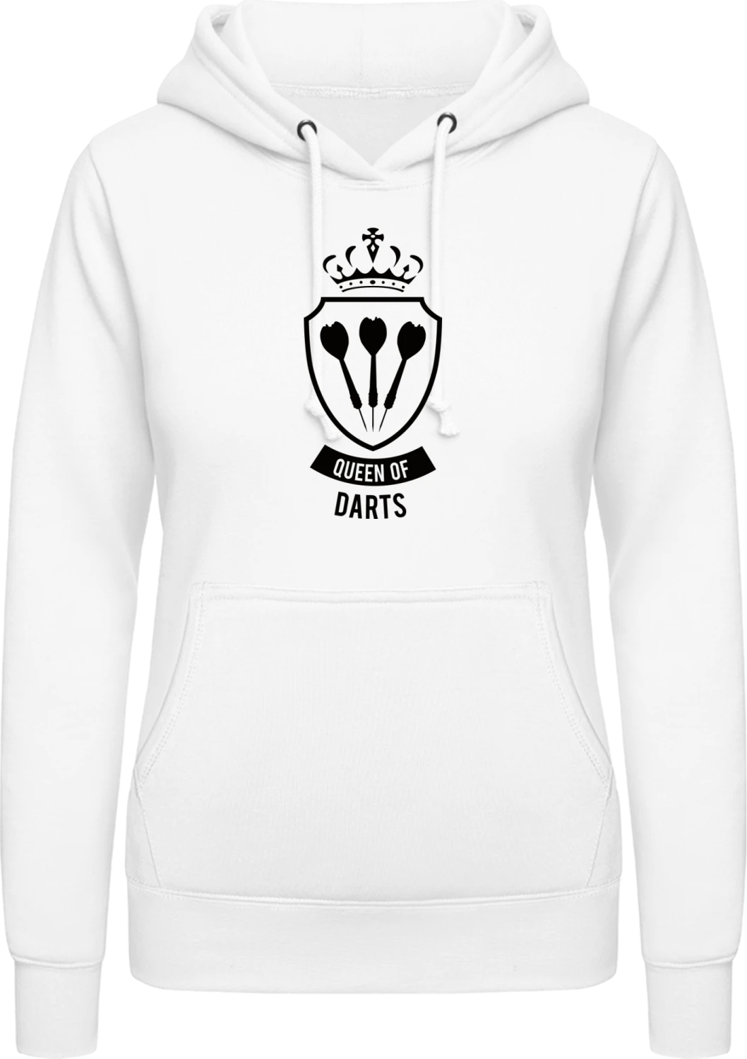 Queen Of Darts - Arctic white AWDis ladies hoodie - Front