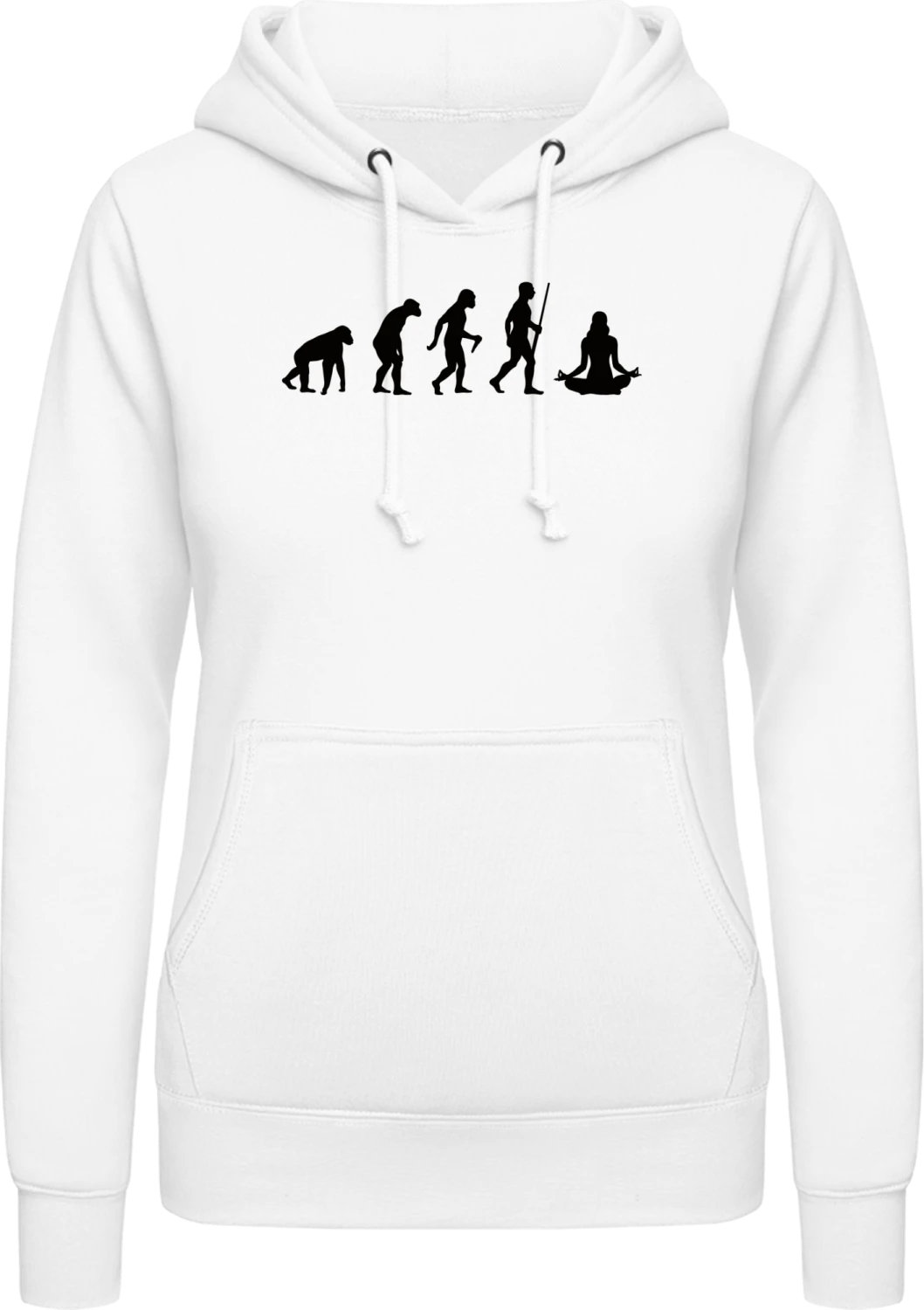 The Evolution of Yoga - Arctic white AWDis ladies hoodie - Front