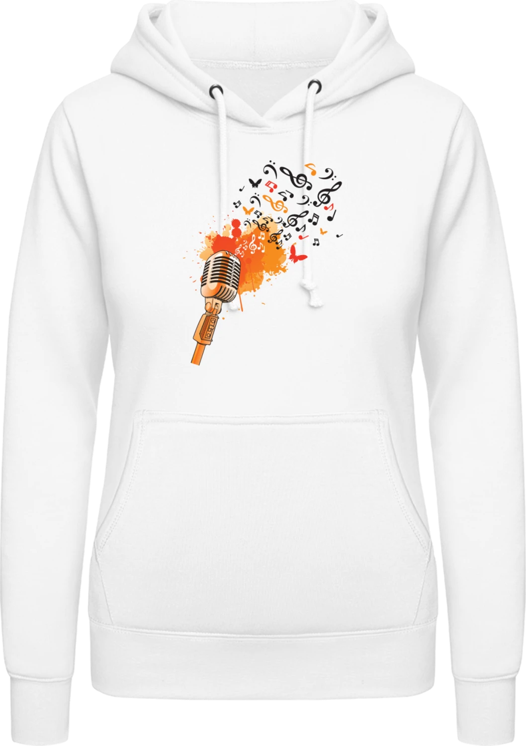 Microphone Stylish With Music Notes - Arctic white AWDis ladies hoodie - Front