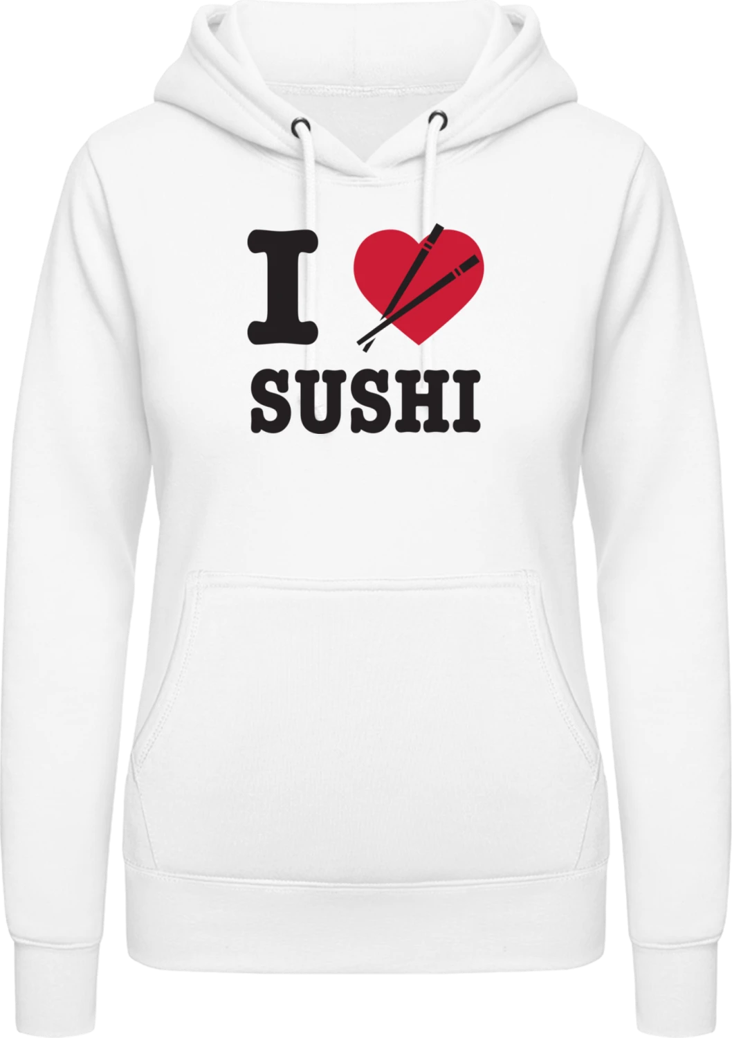 I Love Sushi - Arctic white AWDis ladies hoodie - Front