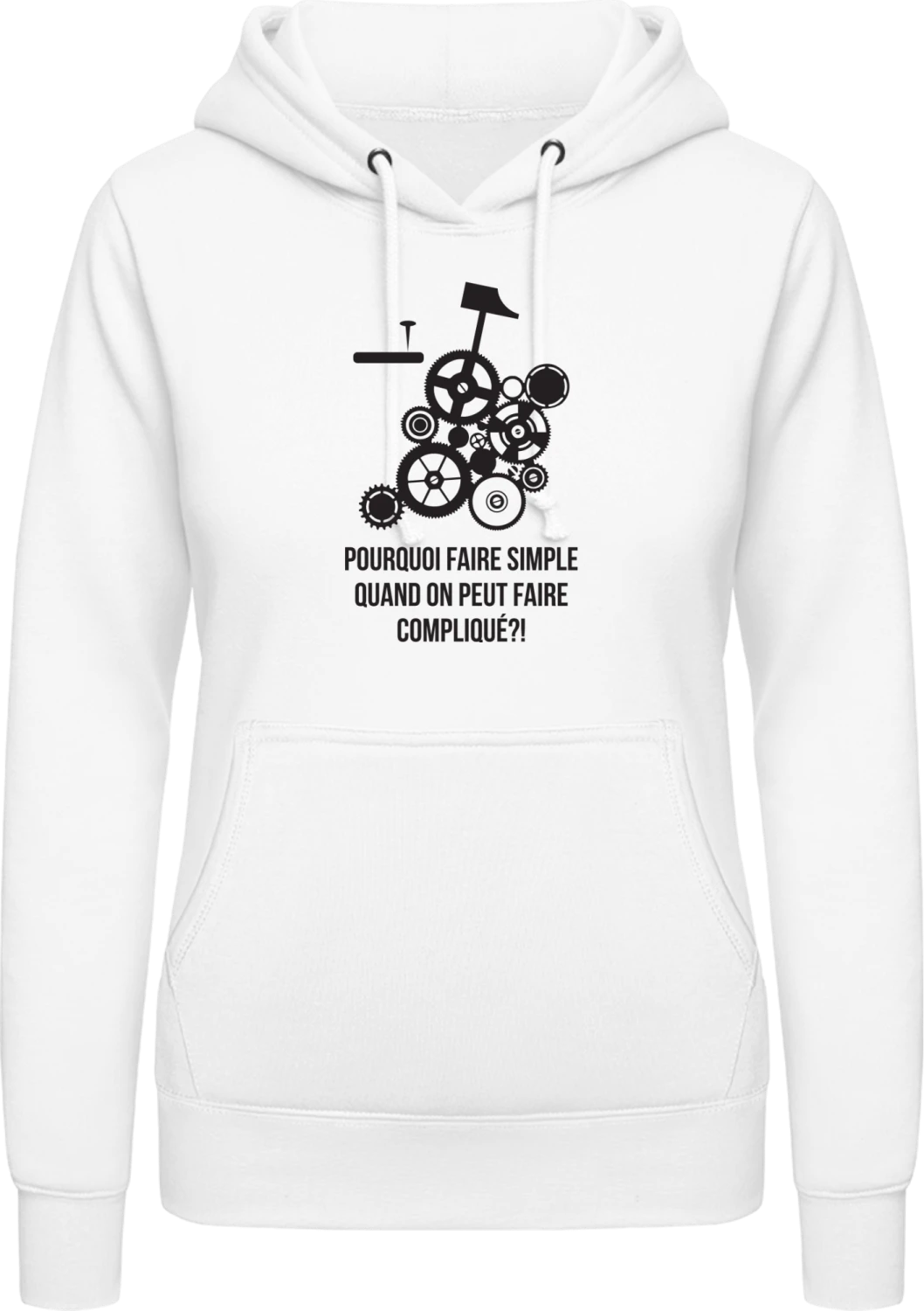 Pourquoi faire simple - Arctic white AWDis ladies hoodie - Front