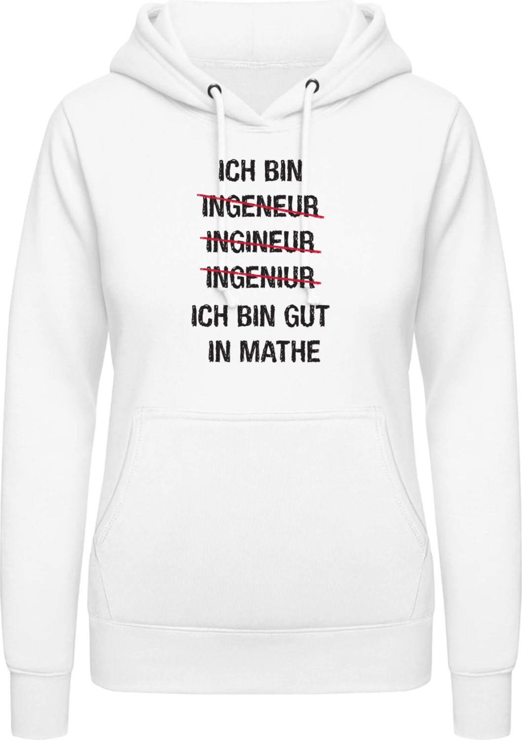 Ich bin Ingenieur - Arctic white AWDis ladies hoodie - Front