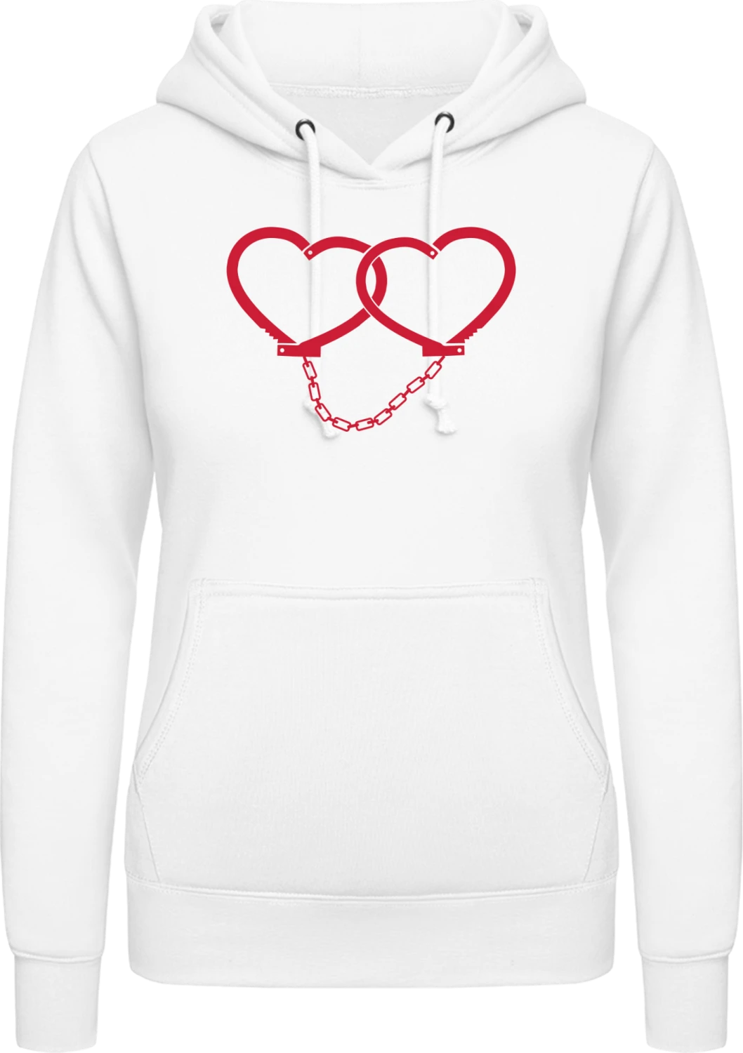 Herz Handschellen - Arctic white AWDis ladies hoodie - Front