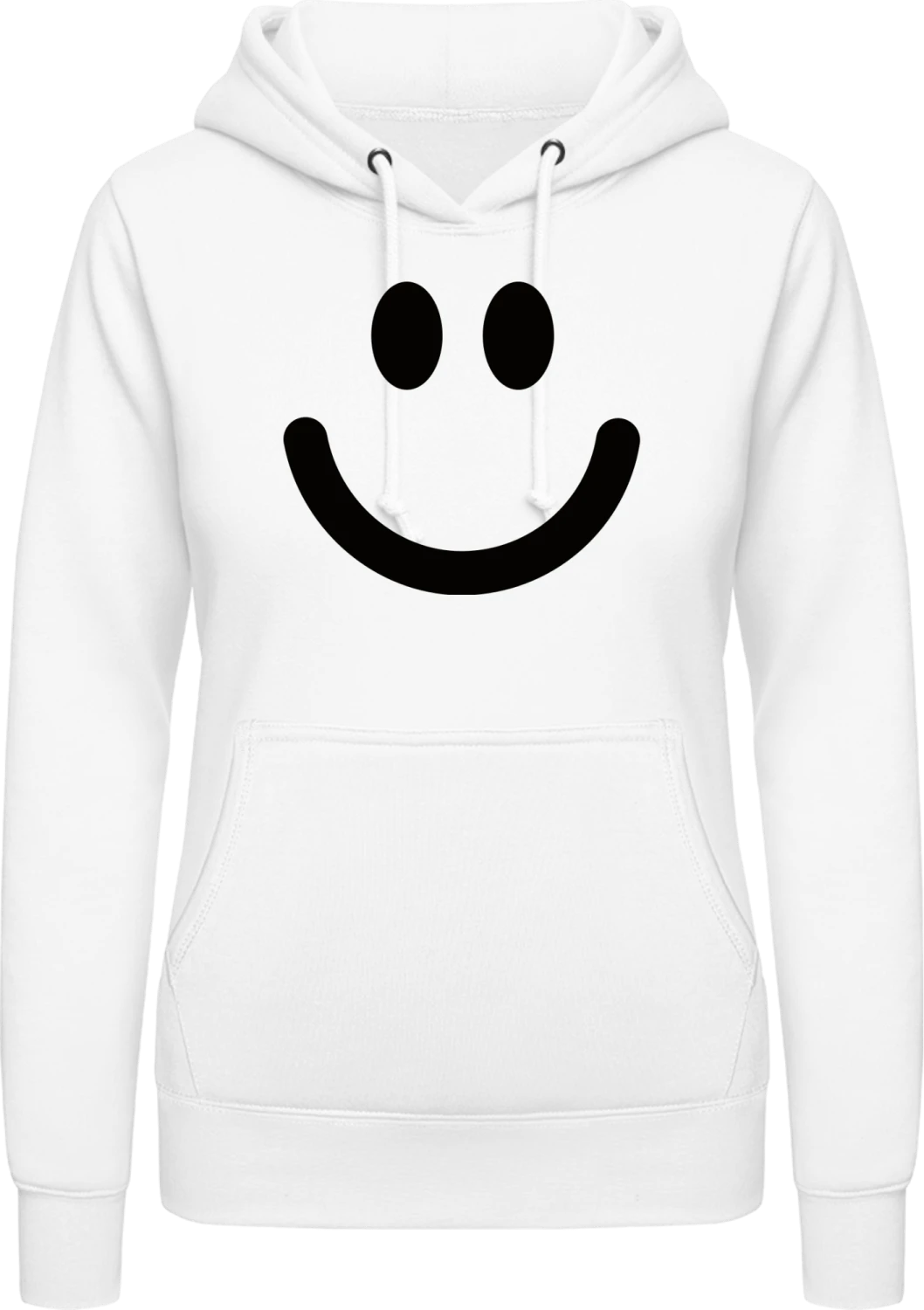 Smile Happy - Arctic white AWDis ladies hoodie - Front