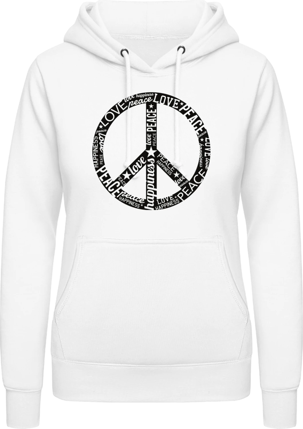 Peace Sign Typo - Arctic white AWDis ladies hoodie - Front