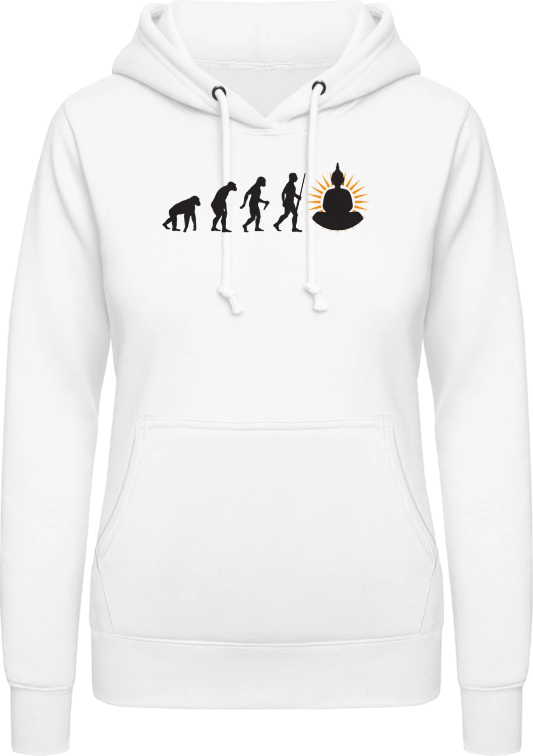 Buddha Meditation Evolution - Arctic white AWDis ladies hoodie - Front