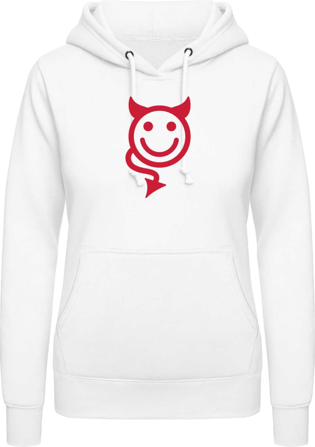 Devil Smiley Icon - Arctic white AWDis ladies hoodie - Front