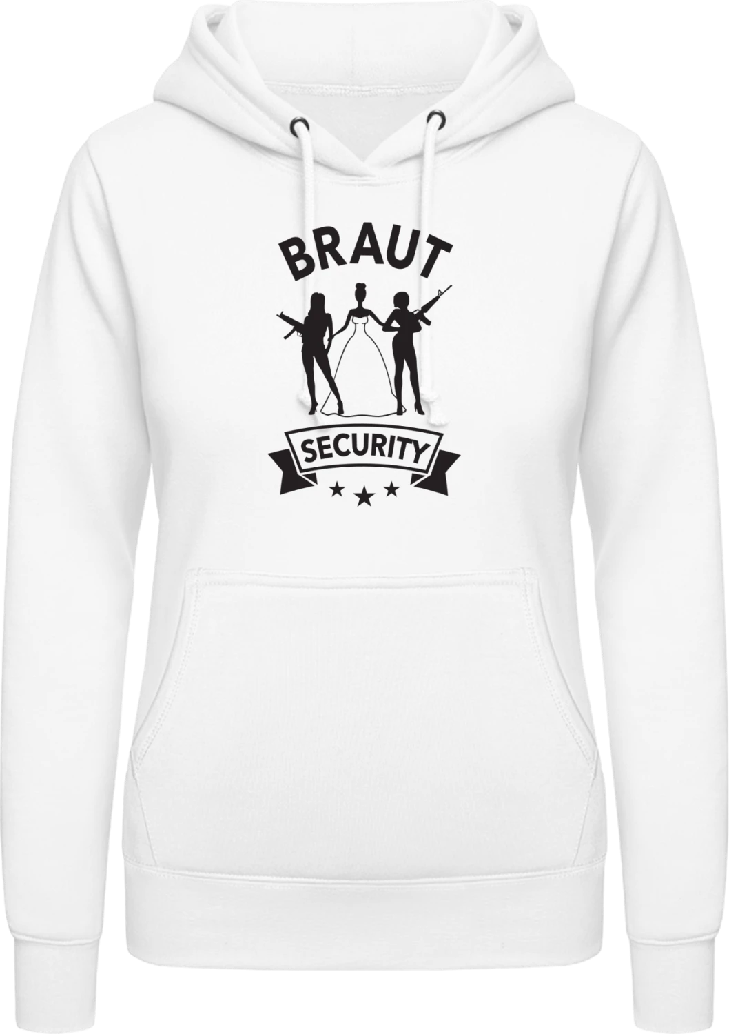 Braut Security bewaffnet - Arctic white AWDis ladies hoodie - Front