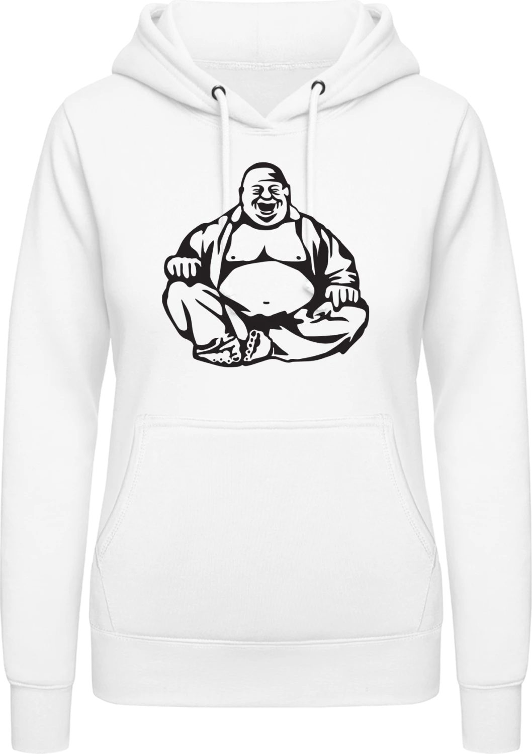 Buddha Figure - Arctic white AWDis ladies hoodie - Front