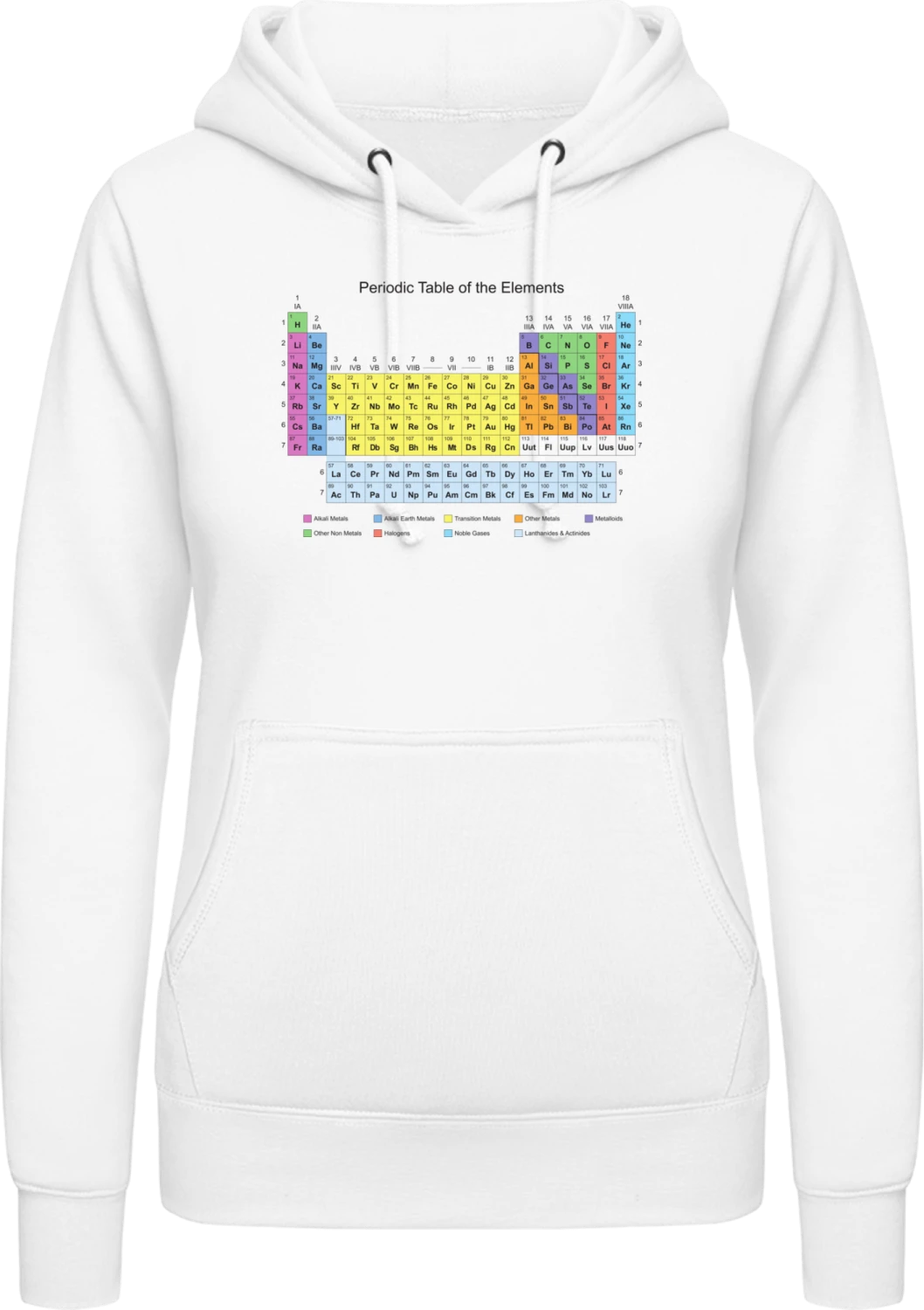 Periodic Table of the Elements - Arctic white AWDis ladies hoodie - Front