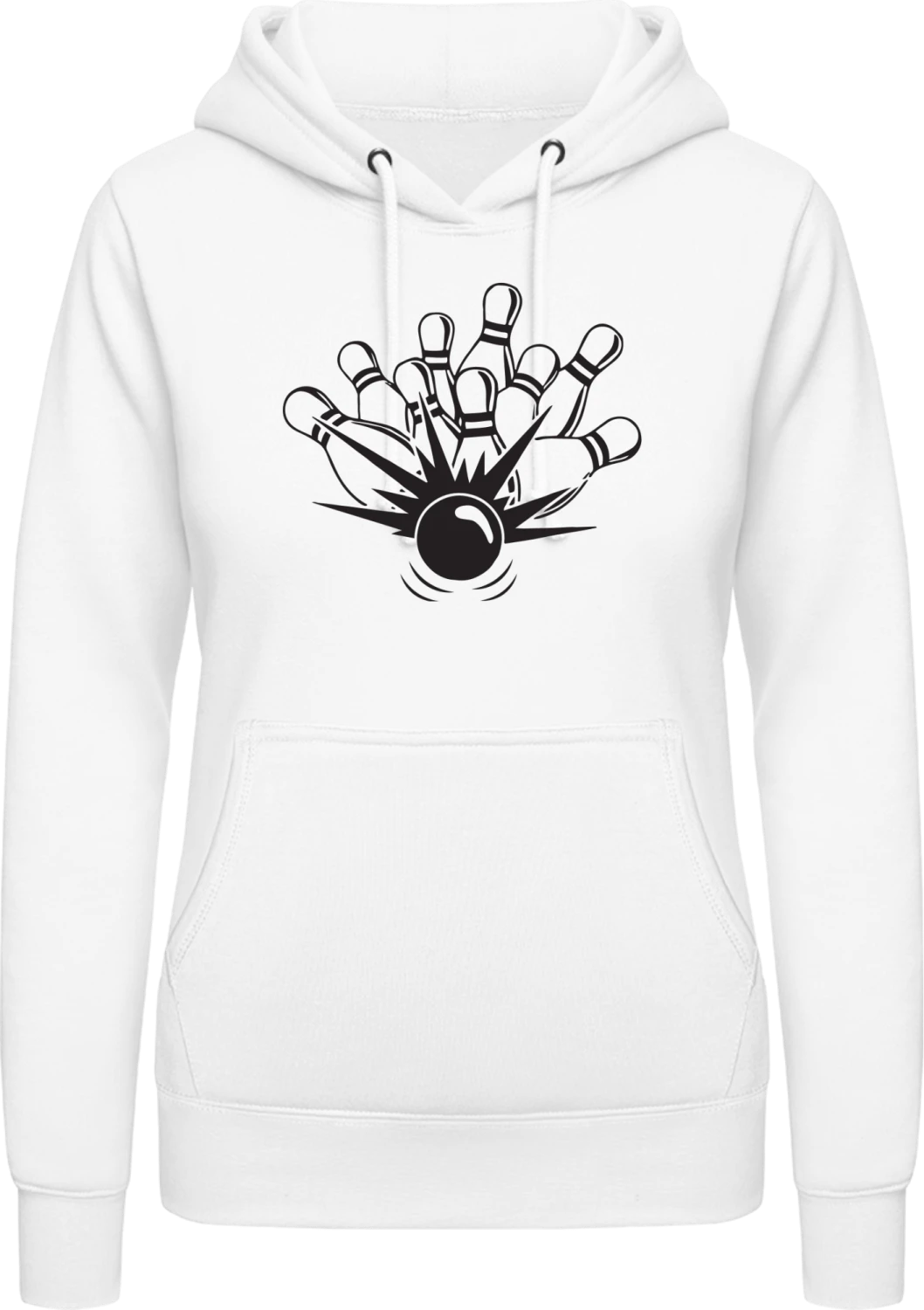 Bowling Game - Arctic white AWDis ladies hoodie - Front