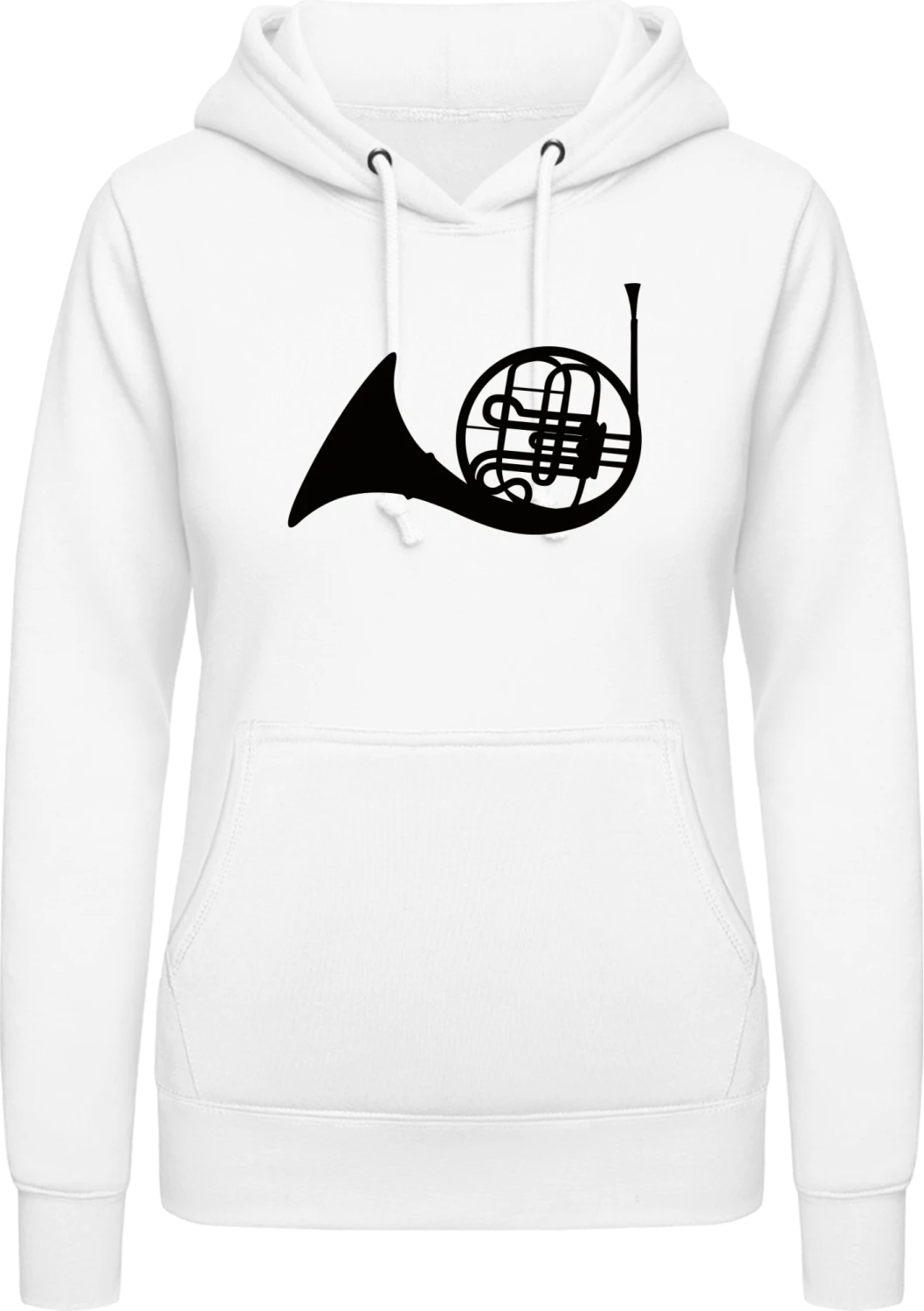 French Horn Logo - Arctic white AWDis ladies hoodie - Front