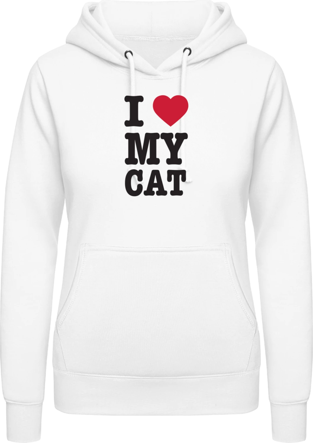 I Love My Cat - Arctic white AWDis ladies hoodie - Front