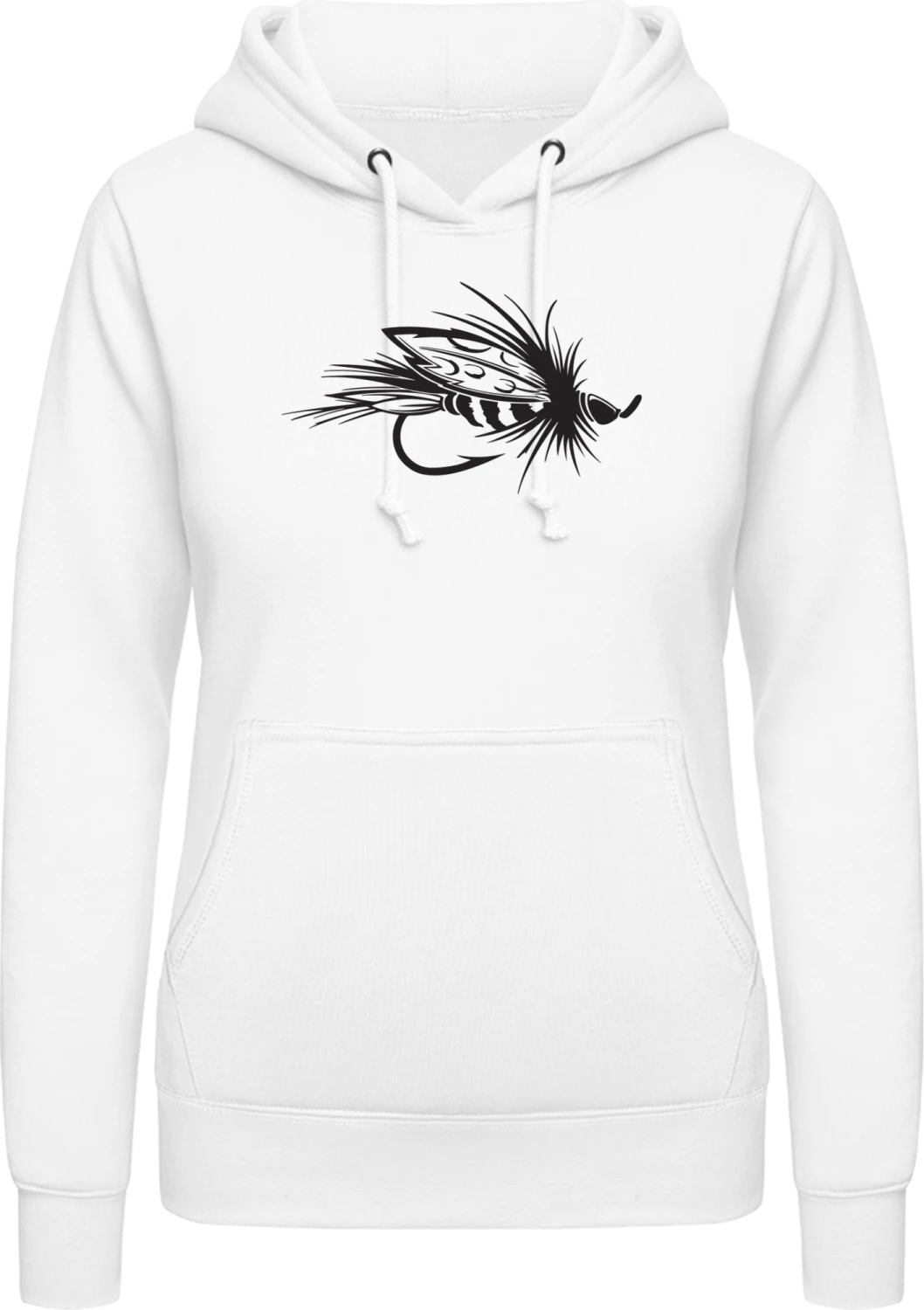 Fly Fishing - Arctic white AWDis ladies hoodie - Front