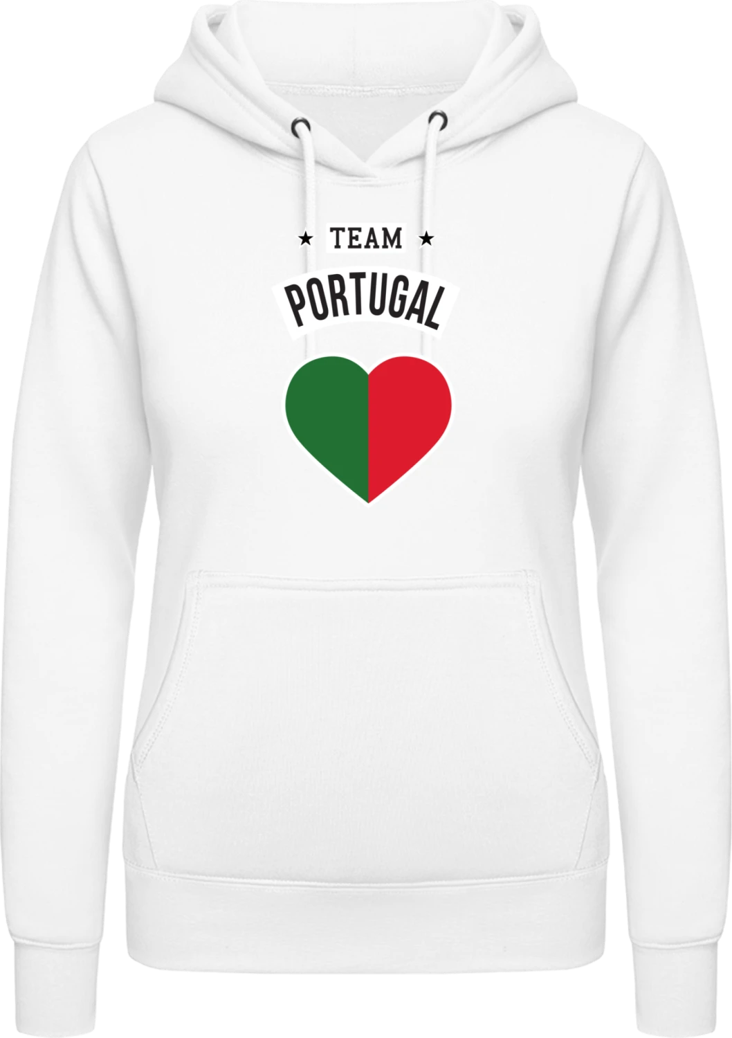 Team Portugal Heart - Arctic white AWDis ladies hoodie - Front