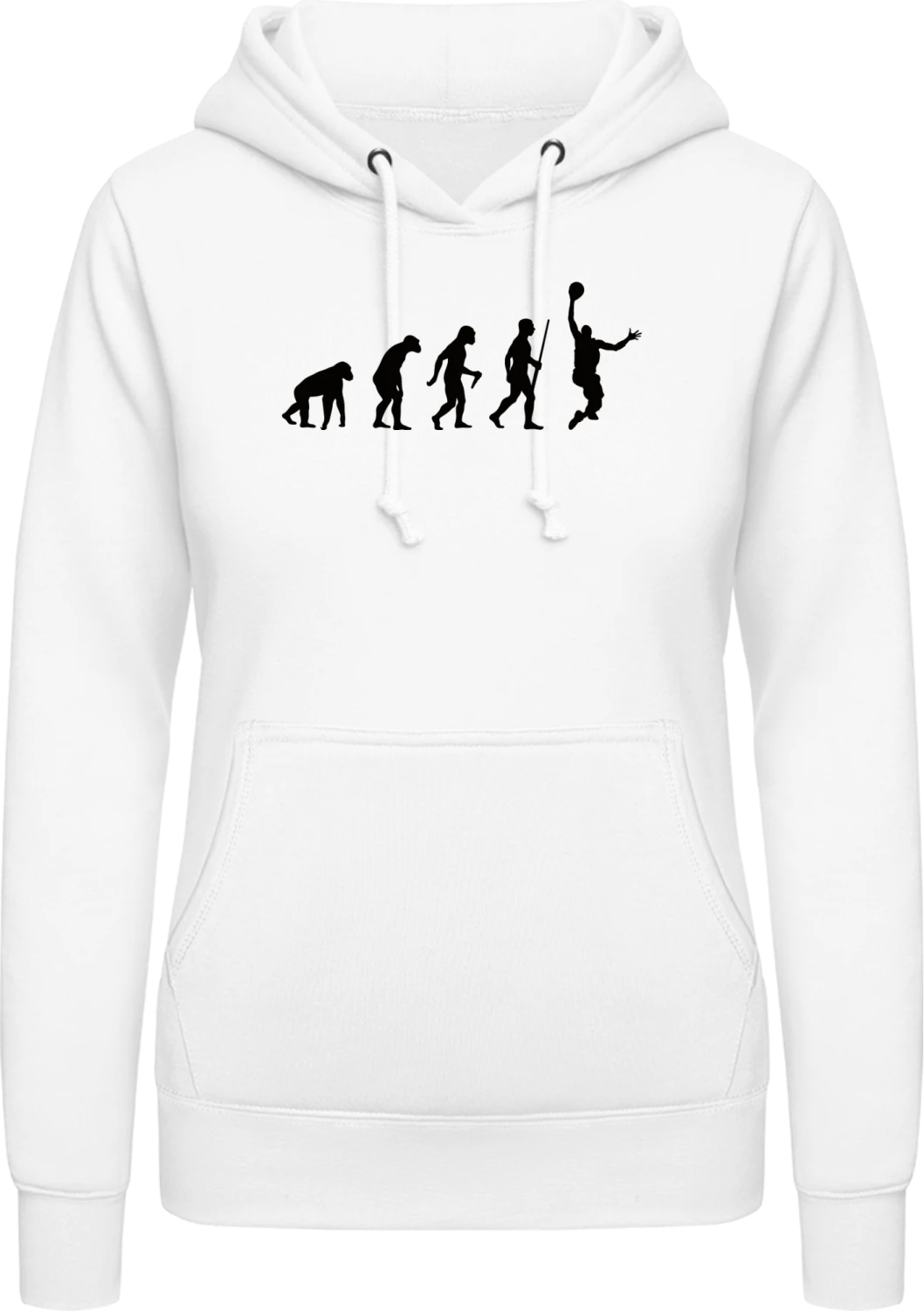 Basketball Evolution - Arctic white AWDis ladies hoodie - Front